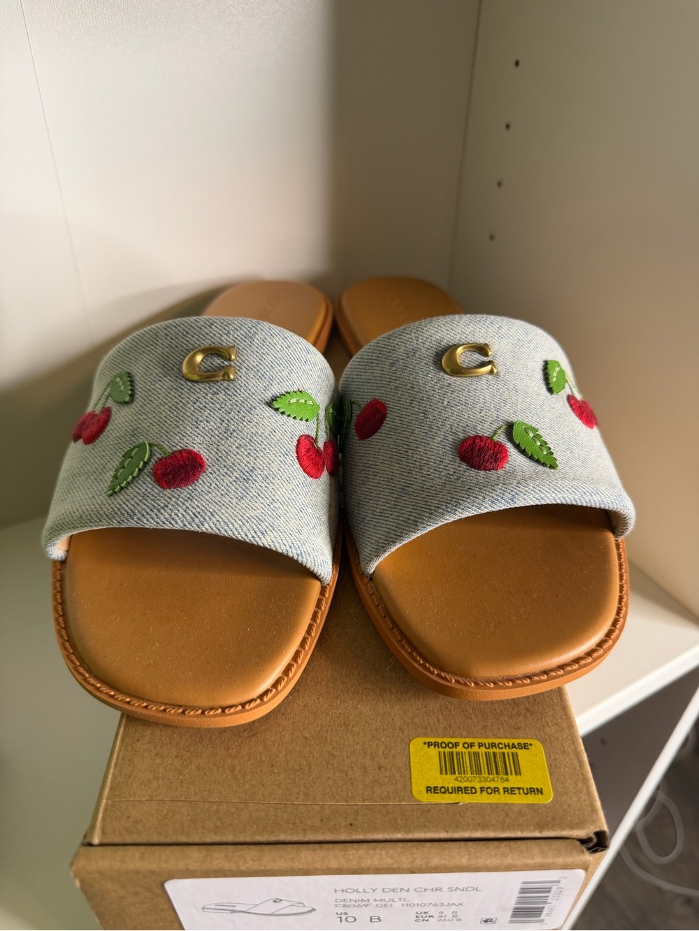 NEW Coach Denim Cherry Holly Sandals Size 10